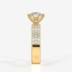 Caratbazaar Round Cut Moissanite Diamond Pave Sterling Silver Ring