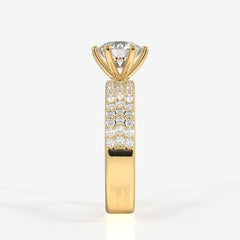 Caratbazaar Round Cut Moissanite Diamond Pave Sterling Silver Ring