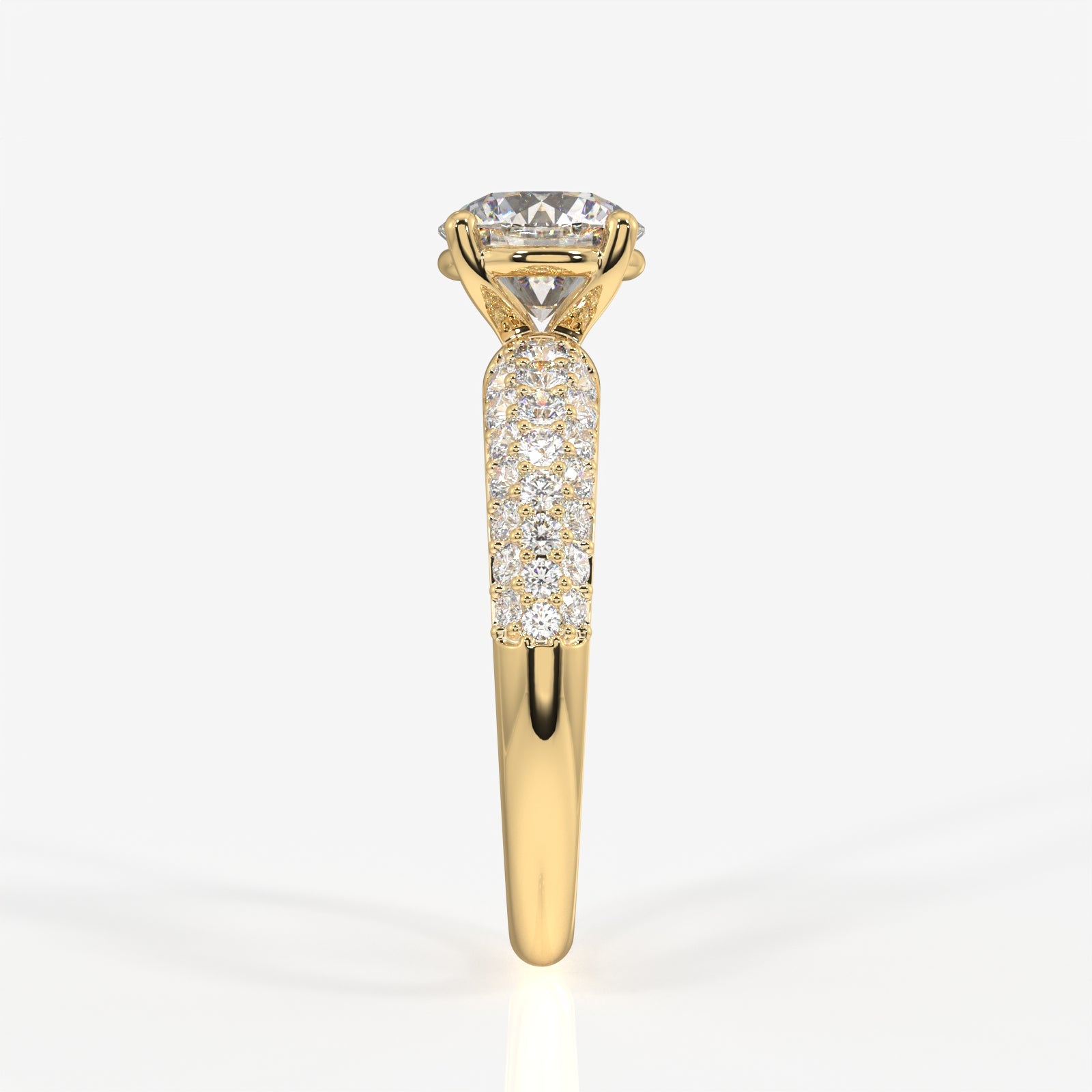 Caratbazaar Round Cut Moissanite Diamond Three lane Pave Sterling Silver Ring