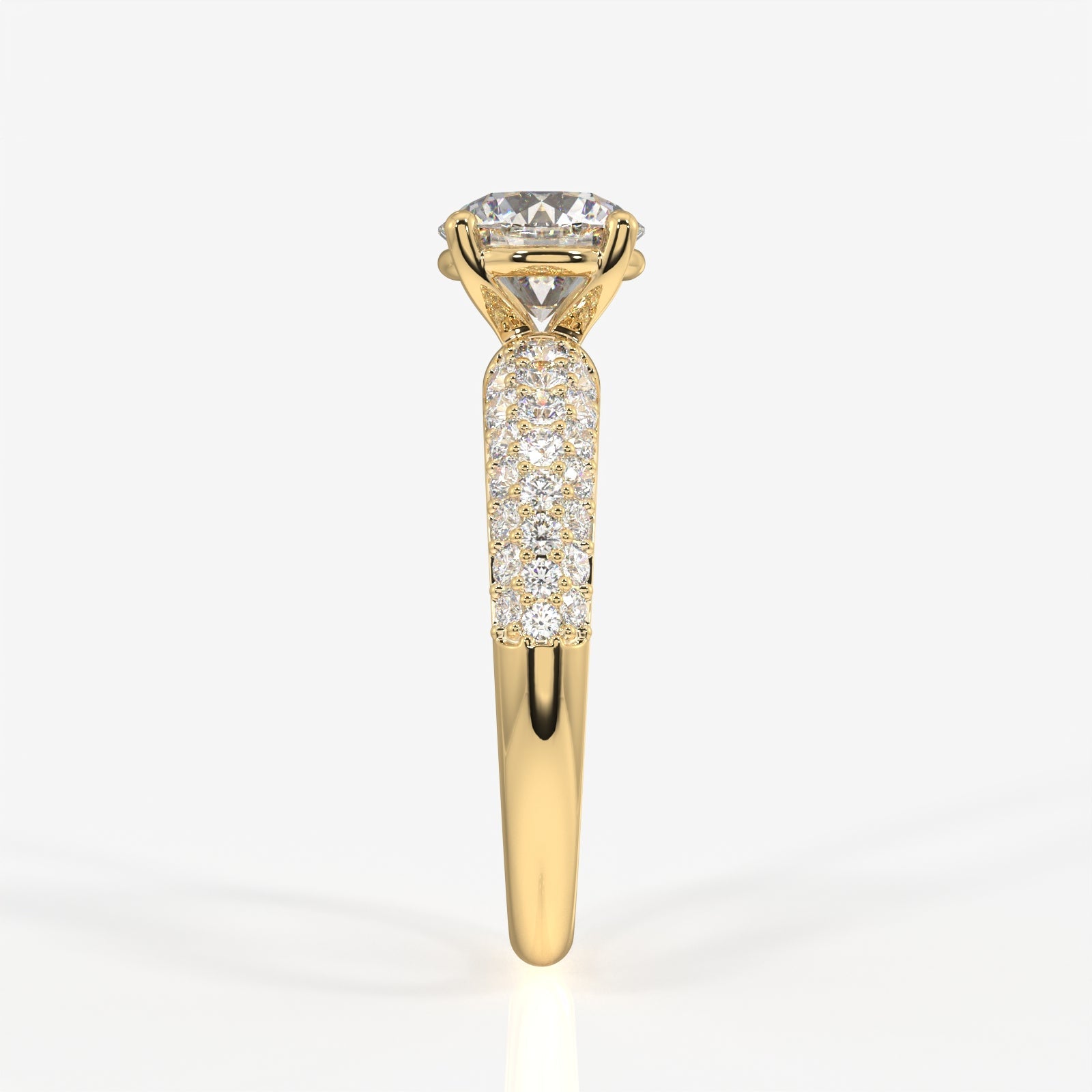 Caratbazaar Round Cut Moissanite Diamond Three lane Pave Sterling Silver Ring