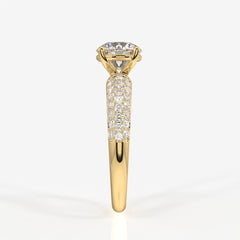 Caratbazaar Round Cut Moissanite Diamond Three lane Pave Sterling Silver Ring