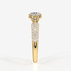 Caratbazaar Round Cut Moissanite Diamond Three lane Pave Sterling Silver Ring