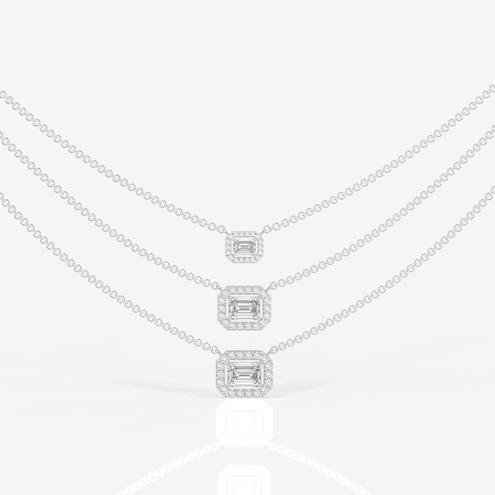 Caratbazaar Round and Emerald Cut Moissanite Diamond Sterling Silver Necklace