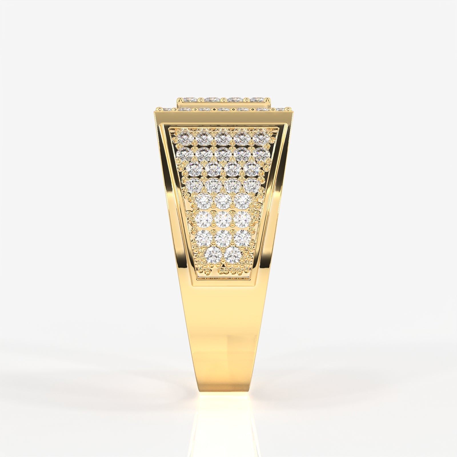 Caratbazaar Royal Grid Lab Grown Diamond Men's 14K Yellow Gold Ring