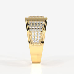 Caratbazaar Royal Grid Lab Grown Diamond Men's 14K Yellow Gold Ring
