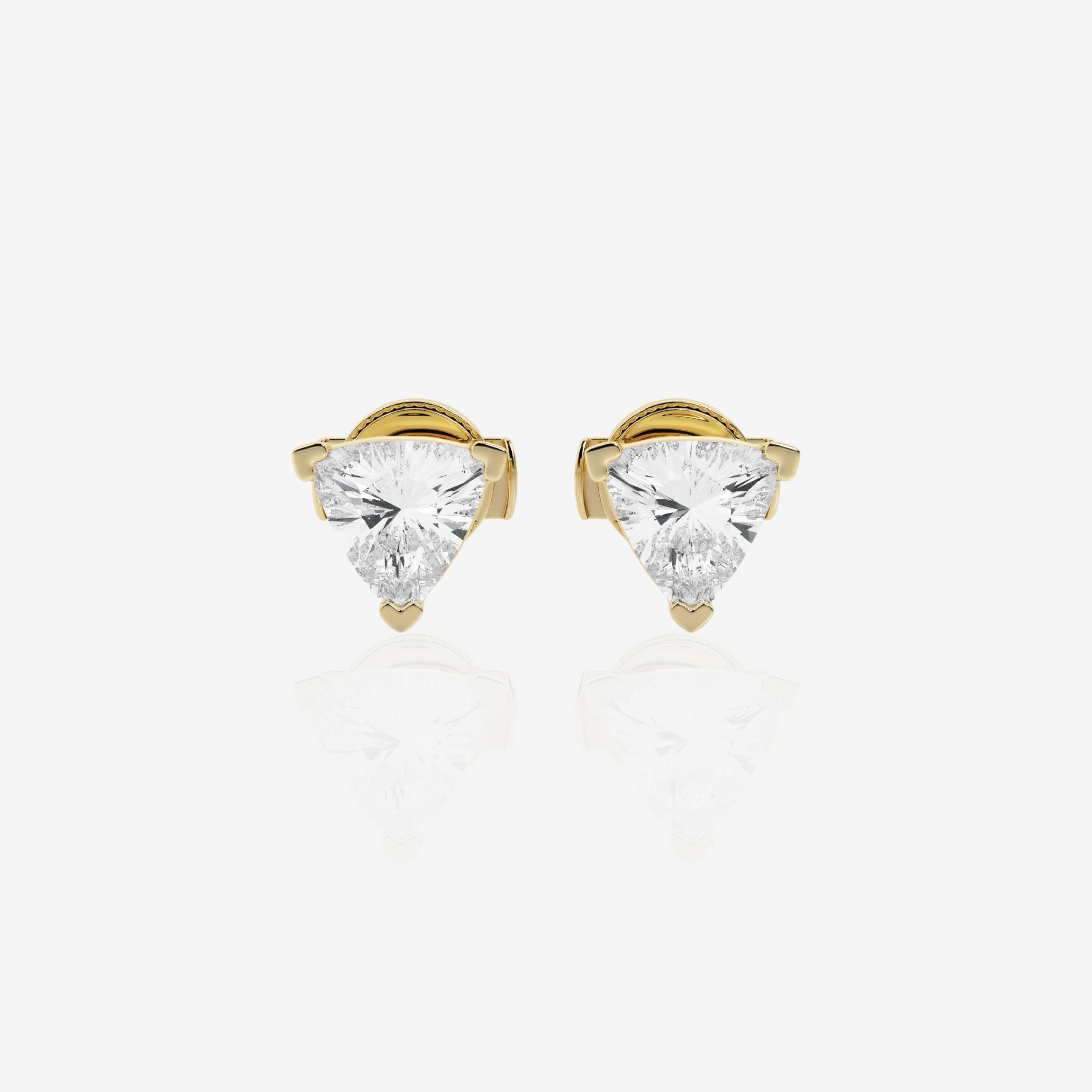 Caratbazaar Trillion Cut Lab Grown Diamond Certified Stud 14k Gold Earrings