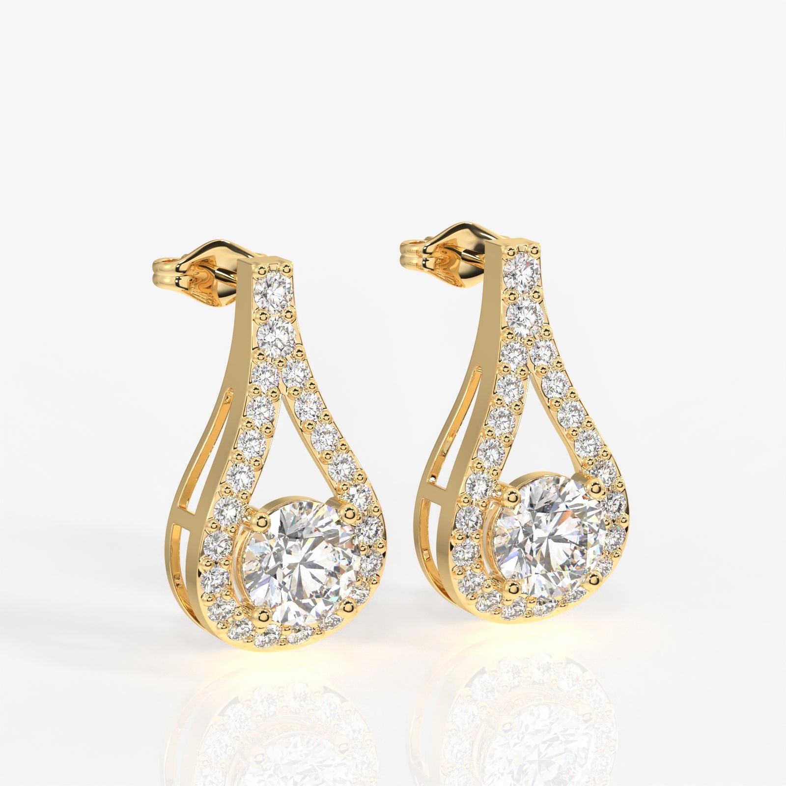 Caratbazaar Twilight Sparkle Lab Grown Drop 14k Gold Earrings