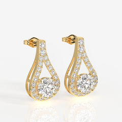 Caratbazaar Twilight Sparkle Lab Grown Drop 14k Gold Earrings