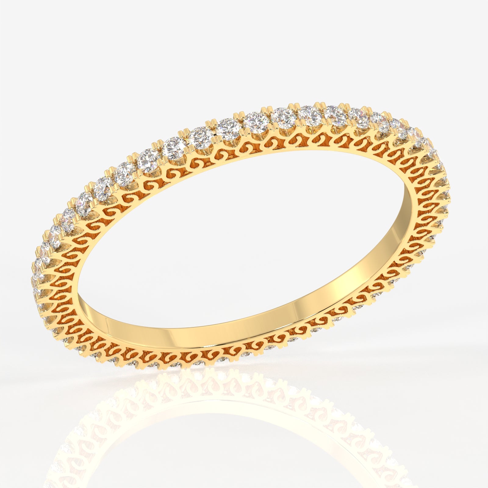 Caratbazaar Women's Round Cut Moissanite Diamond 18K Gold Bangle