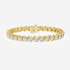 Certified Round Cut Moissanite Diamond "S" Tennis Sterling Silver Bracelet