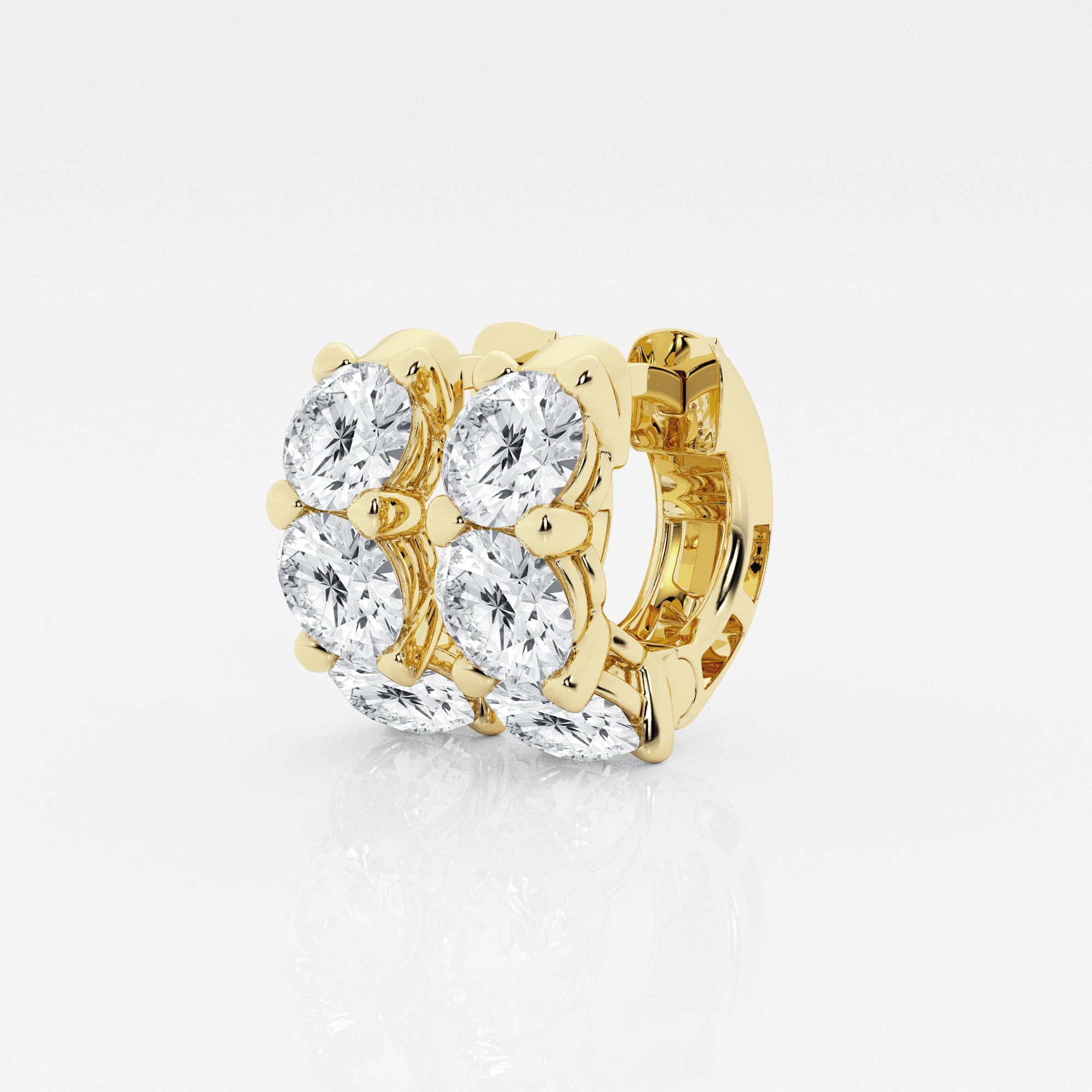 Certified Round Cut Moissanite Diamond Three Stone Hoop Sterling Silver Earrings