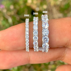 Certified Round Cut Moissanite Diamond Wedding Sterling Silver Band