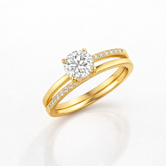 Round Cut Moissanite Diamond Engagement Sterling Silver Ring