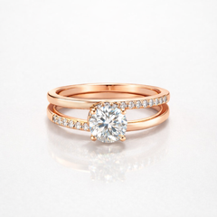 Round Cut Moissanite Diamond Engagement Sterling Silver Ring