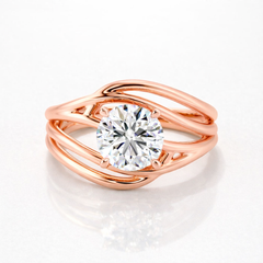 Round Cut Moissanite Diamond Solitaire Sterling Silver Ring