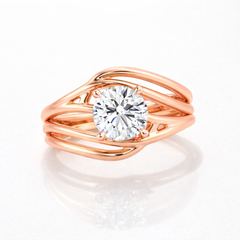 Round Cut Moissanite Diamond Solitaire Sterling Silver Ring