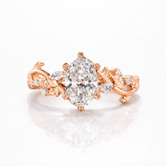 Oval Cut Moissanite Diamond Engagement Sterling Silver Ring