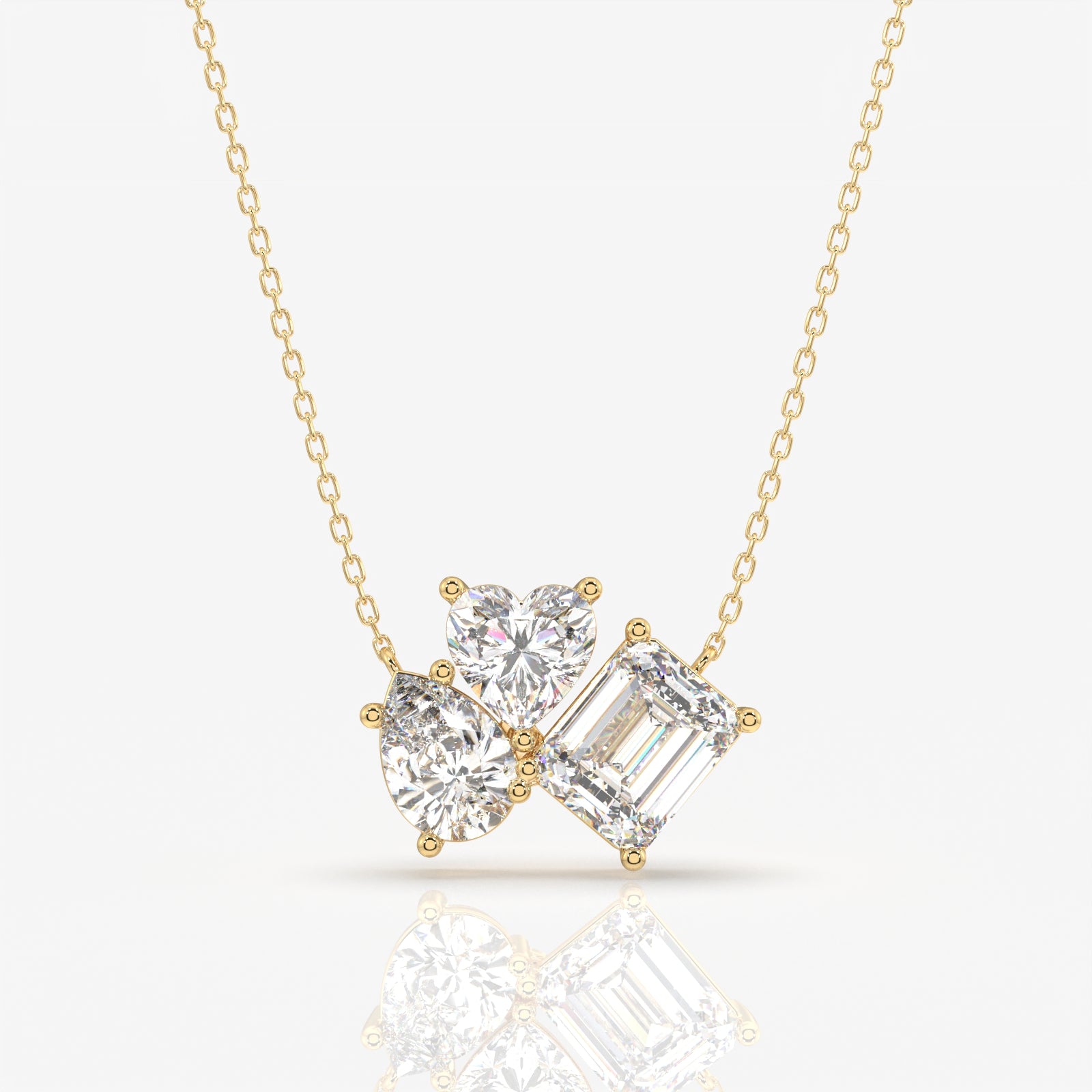 Cluster Trio Lab Grown Diamond Fashion 14k Gold Pendant