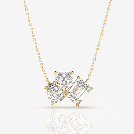 Cluster Trio Lab Grown Diamond Fashion 14k Gold Pendant