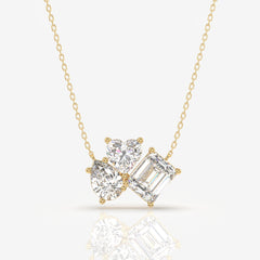 Cluster Trio Lab Grown Diamond Fashion 14k Gold Pendant