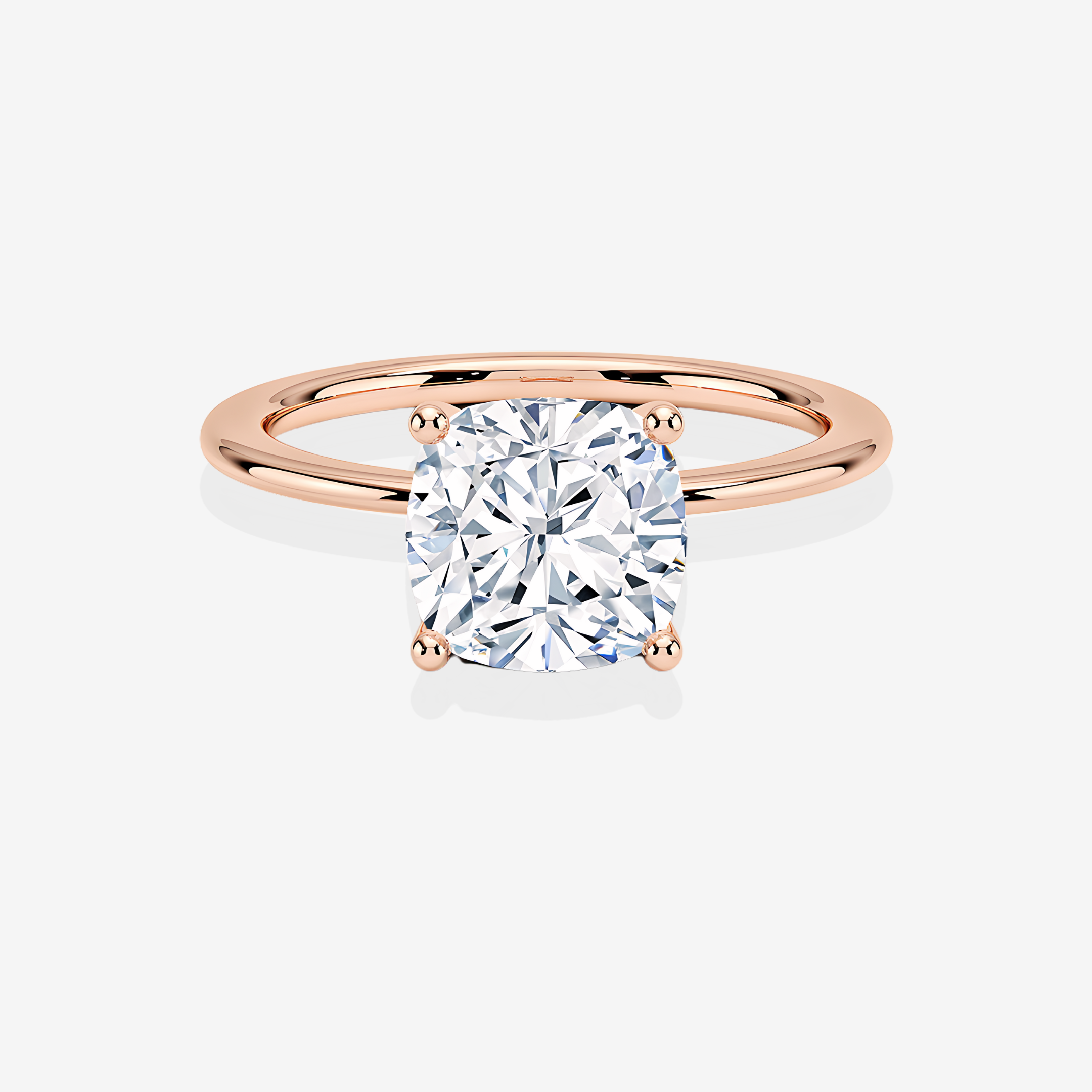 Cushion Cut Lab Grown Diamond Classic Solitaire Engagement 14k Gold Rings