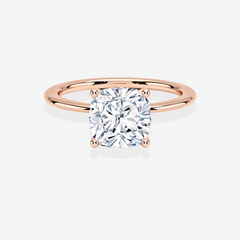 Cushion Cut Lab Grown Diamond Classic Solitaire Engagement 14k Gold Rings