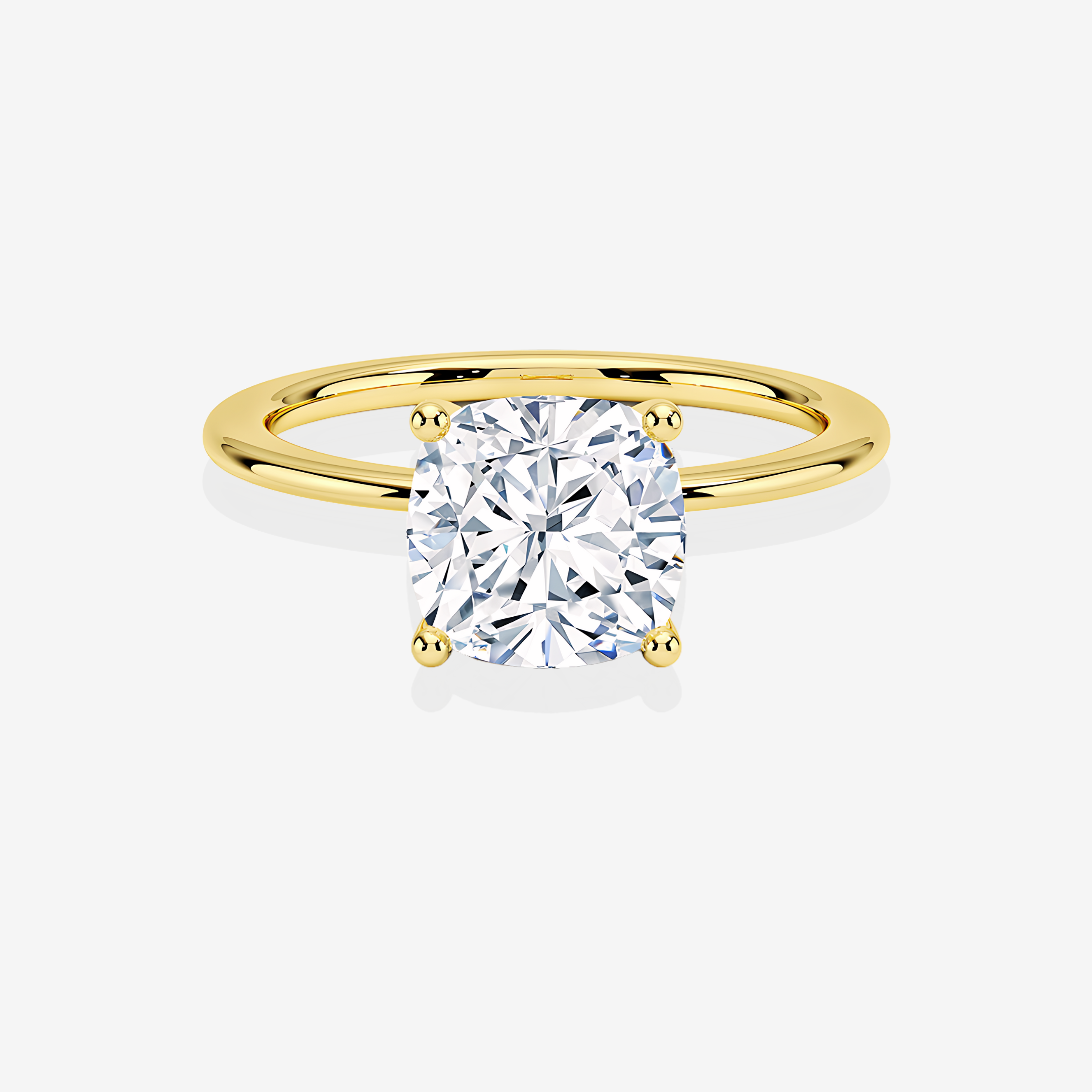 Cushion Cut Lab Grown Diamond Solitaire Engagement 14k Gold Ring