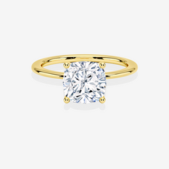 Cushion Cut Lab Grown Diamond Solitaire Engagement 14k Gold Ring