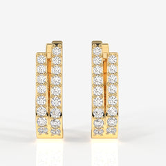 Dual Gleam Lab Grown Hoop 14k Gold Earrings