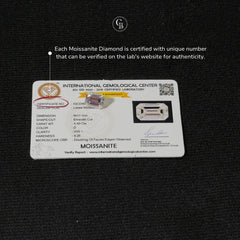 Emerald Cut Certified Moissanite Diamond D VVS1