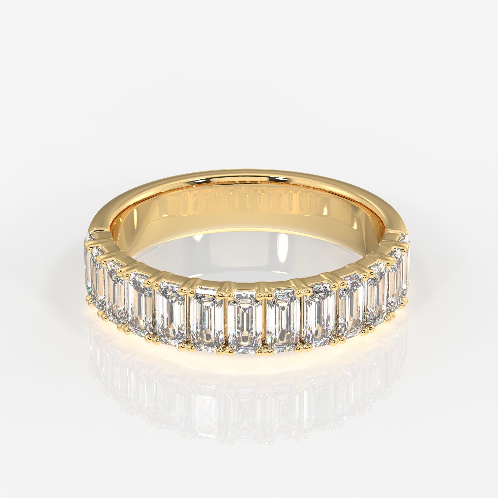 Emerald Cut Lab Grown Diamond Wedding 18k Gold Band Ring