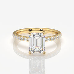 Emerald Cut Moissanite Diamond Pave Sterling Silver Ring