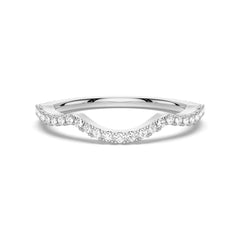 Round Cut Moissanite Diamond Wedding Band Sterling Silver Ring