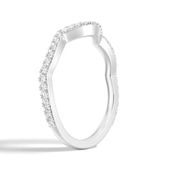 Round Cut Moissanite Diamond Wedding Band Sterling Silver Ring