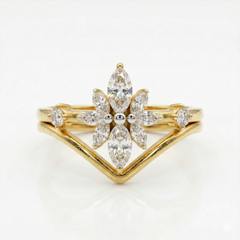 Marquise Cut Moissanite Diamond Sterling Silver Engagement Ring