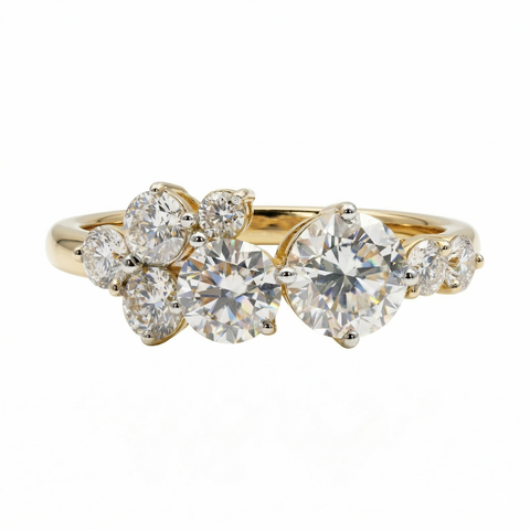 Round Cut Lab Grown Diamond 14K Gold Engagement Ring