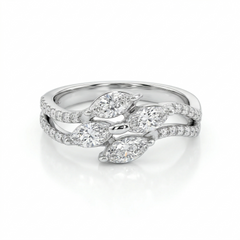 Marquise Cut Moissanite Diamond Sterling Silver Engagement Ring