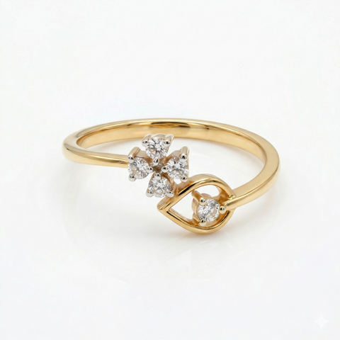 Round Cut Lab Grown Diamond 14K Gold Engagement Ring