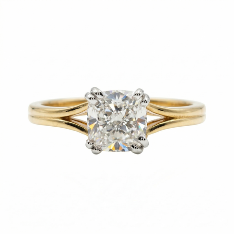 Cushion Cut Lab Grown Diamond 14K Gold Engagement Ring