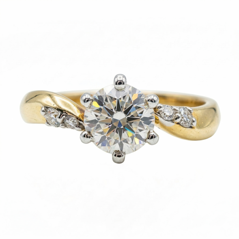Round Cut Lab Grown Diamond 14K Gold Engagement Ring