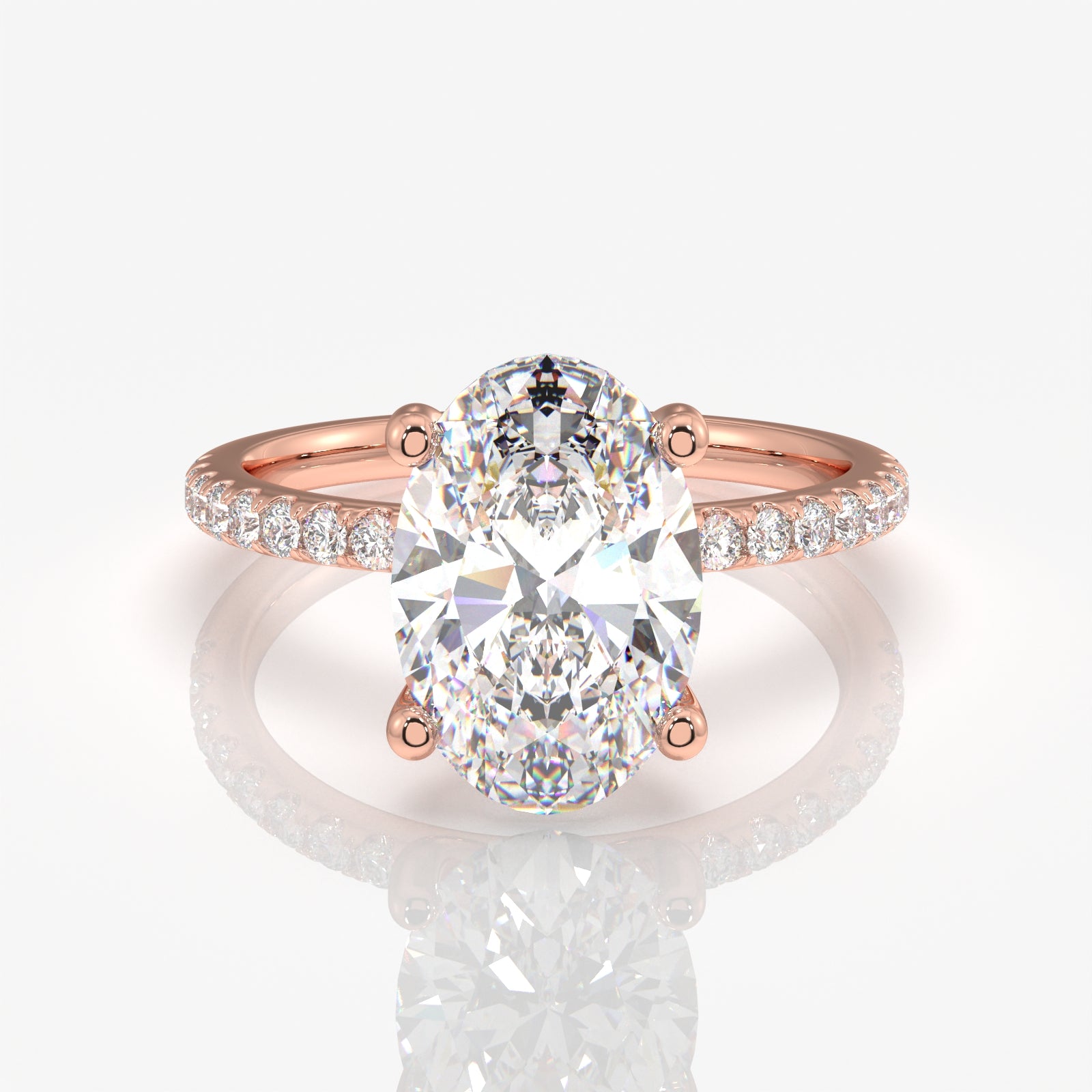 Get Oval Cut Moissanite Diamond Pave Sterling Silver Ring