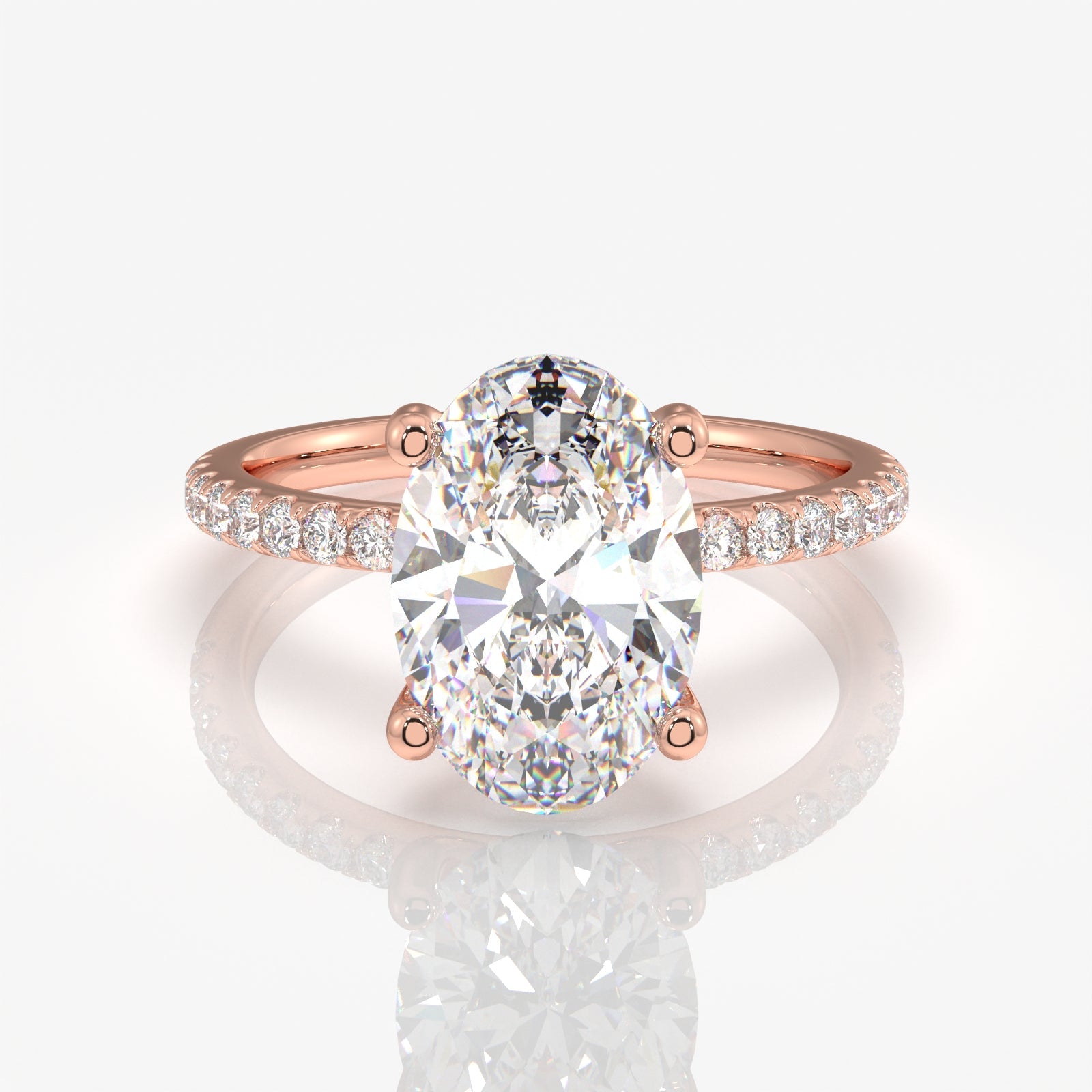 Get Oval Cut Moissanite Diamond Pave Sterling Silver Ring