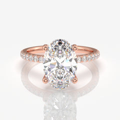 Get Oval Cut Moissanite Diamond Pave Sterling Silver Ring