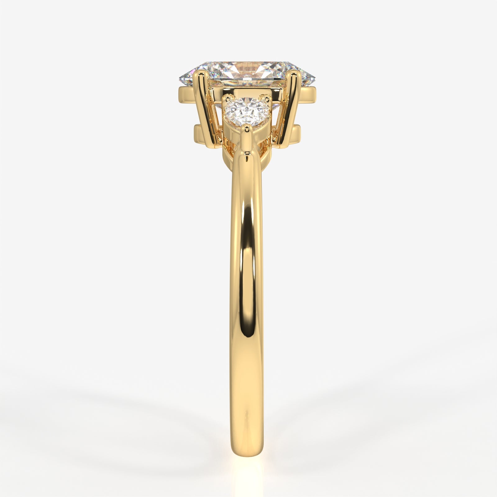 Get Oval and Pear Cut Moissanite Diamond Three Stone Sterling Silver Ring