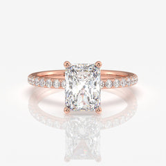 Get Radiant Cut Moissanite Diamond Pave Sterling Silver Ring