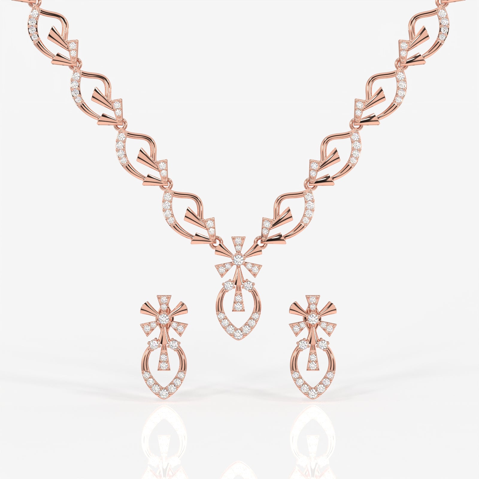 Get Women's Round Cut Moissanite Diamond Sterling Silver Necklace & Earrings