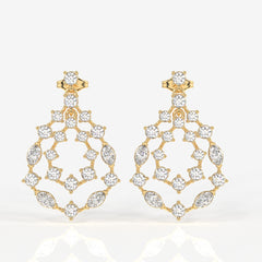 Golden Vine Lab Grown Drop 14k Gold Earrings