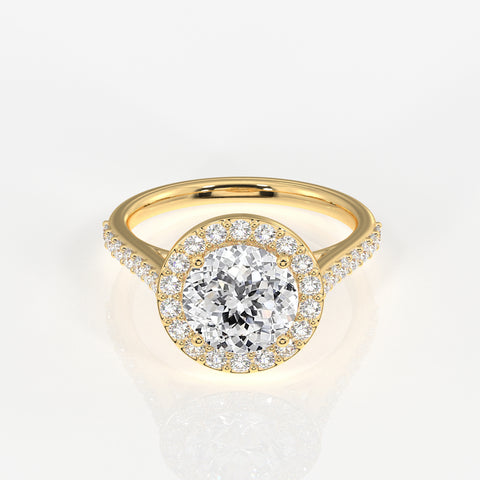 Portuguese Cut Moissanite Diamond Halo Engagement Sterling Silver Ring
