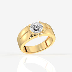 Portuguese Moissanite Diamond, Simple Classic Men's 18K Gold Ring