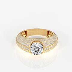 Portuguese Cut Moissanite Diamond, Luxe Accents Men's 18k Gold Ring